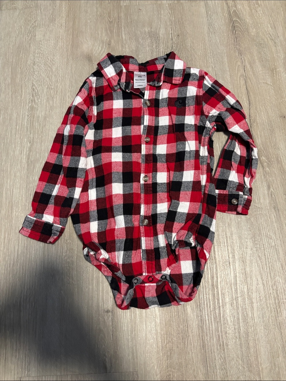 Carhartt Plaid Button-Front Baby One-Piece in Red, Black & White